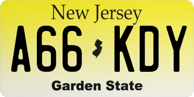 NJ license plate A66KDY