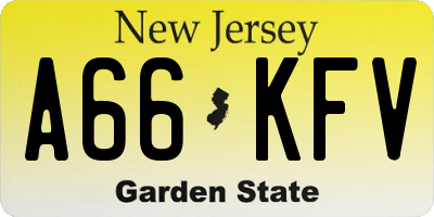 NJ license plate A66KFV