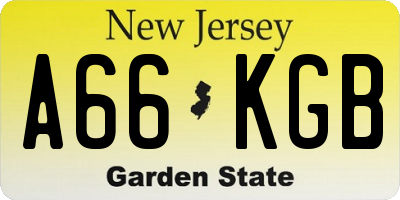 NJ license plate A66KGB