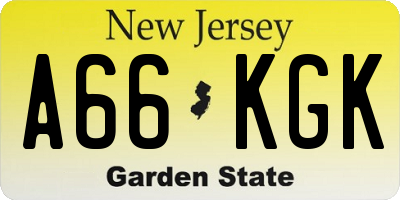 NJ license plate A66KGK