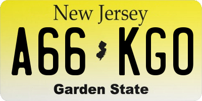 NJ license plate A66KGO