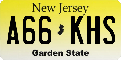 NJ license plate A66KHS