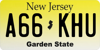 NJ license plate A66KHU