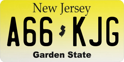 NJ license plate A66KJG