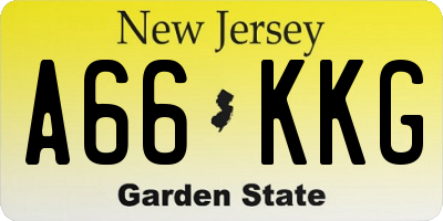 NJ license plate A66KKG