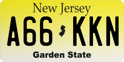 NJ license plate A66KKN
