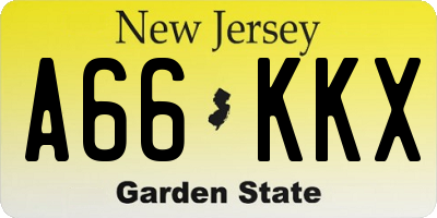 NJ license plate A66KKX