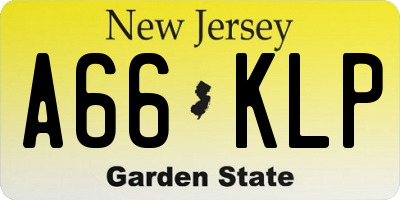 NJ license plate A66KLP