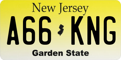 NJ license plate A66KNG
