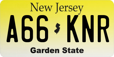 NJ license plate A66KNR