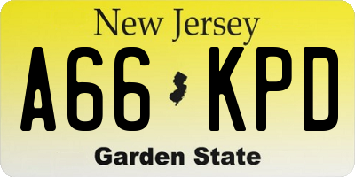 NJ license plate A66KPD