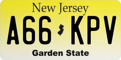 NJ license plate A66KPV