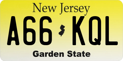 NJ license plate A66KQL