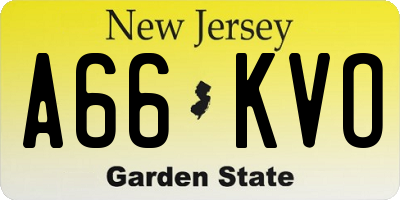 NJ license plate A66KVO