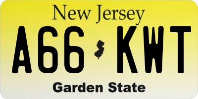 NJ license plate A66KWT