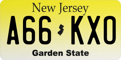 NJ license plate A66KXO
