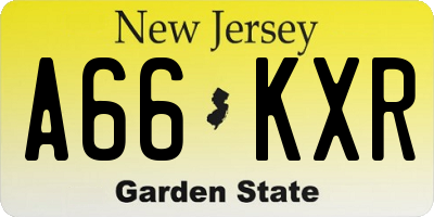 NJ license plate A66KXR
