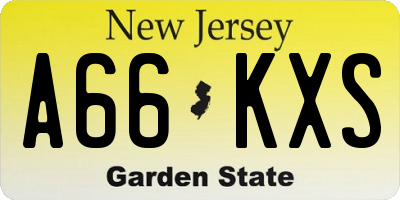 NJ license plate A66KXS