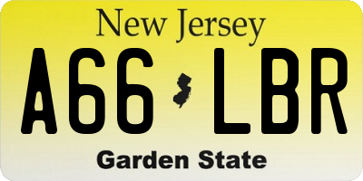 NJ license plate A66LBR