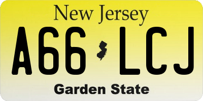 NJ license plate A66LCJ