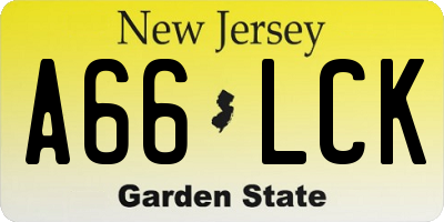 NJ license plate A66LCK