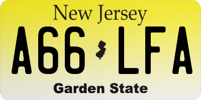 NJ license plate A66LFA