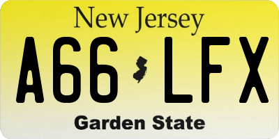NJ license plate A66LFX