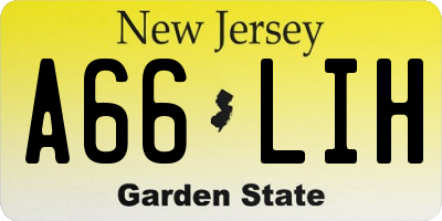 NJ license plate A66LIH