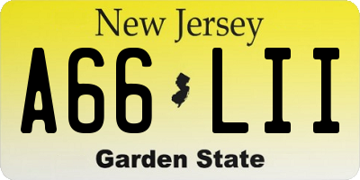 NJ license plate A66LII