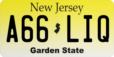 NJ license plate A66LIQ