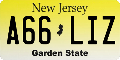 NJ license plate A66LIZ