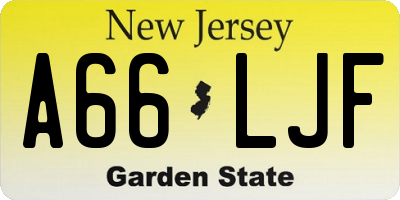 NJ license plate A66LJF