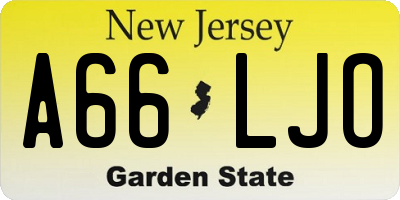 NJ license plate A66LJO