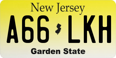NJ license plate A66LKH