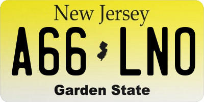 NJ license plate A66LNO