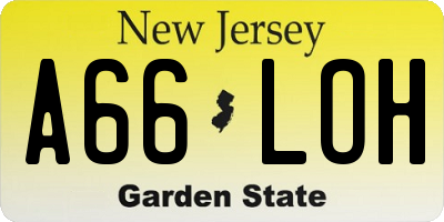 NJ license plate A66LOH