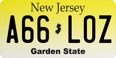 NJ license plate A66LOZ