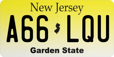 NJ license plate A66LQU