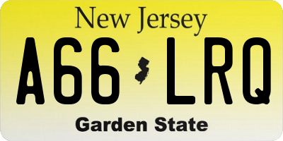 NJ license plate A66LRQ