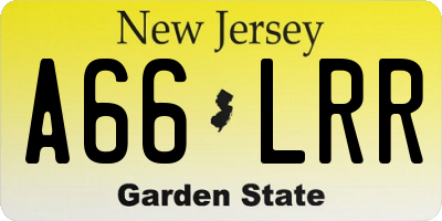 NJ license plate A66LRR