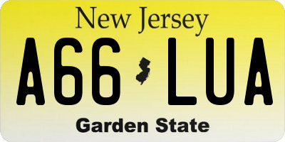 NJ license plate A66LUA