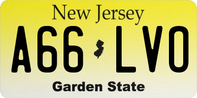 NJ license plate A66LVO