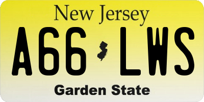 NJ license plate A66LWS