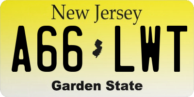 NJ license plate A66LWT