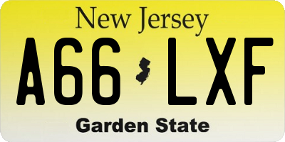 NJ license plate A66LXF