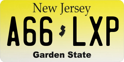 NJ license plate A66LXP