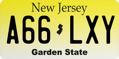 NJ license plate A66LXY