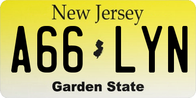 NJ license plate A66LYN