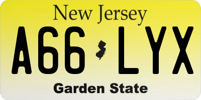 NJ license plate A66LYX