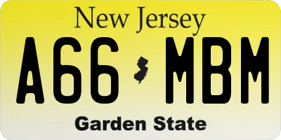 NJ license plate A66MBM